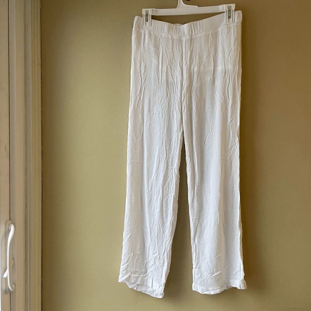 Monrow Sheer White Straight Leg Pant Size Small